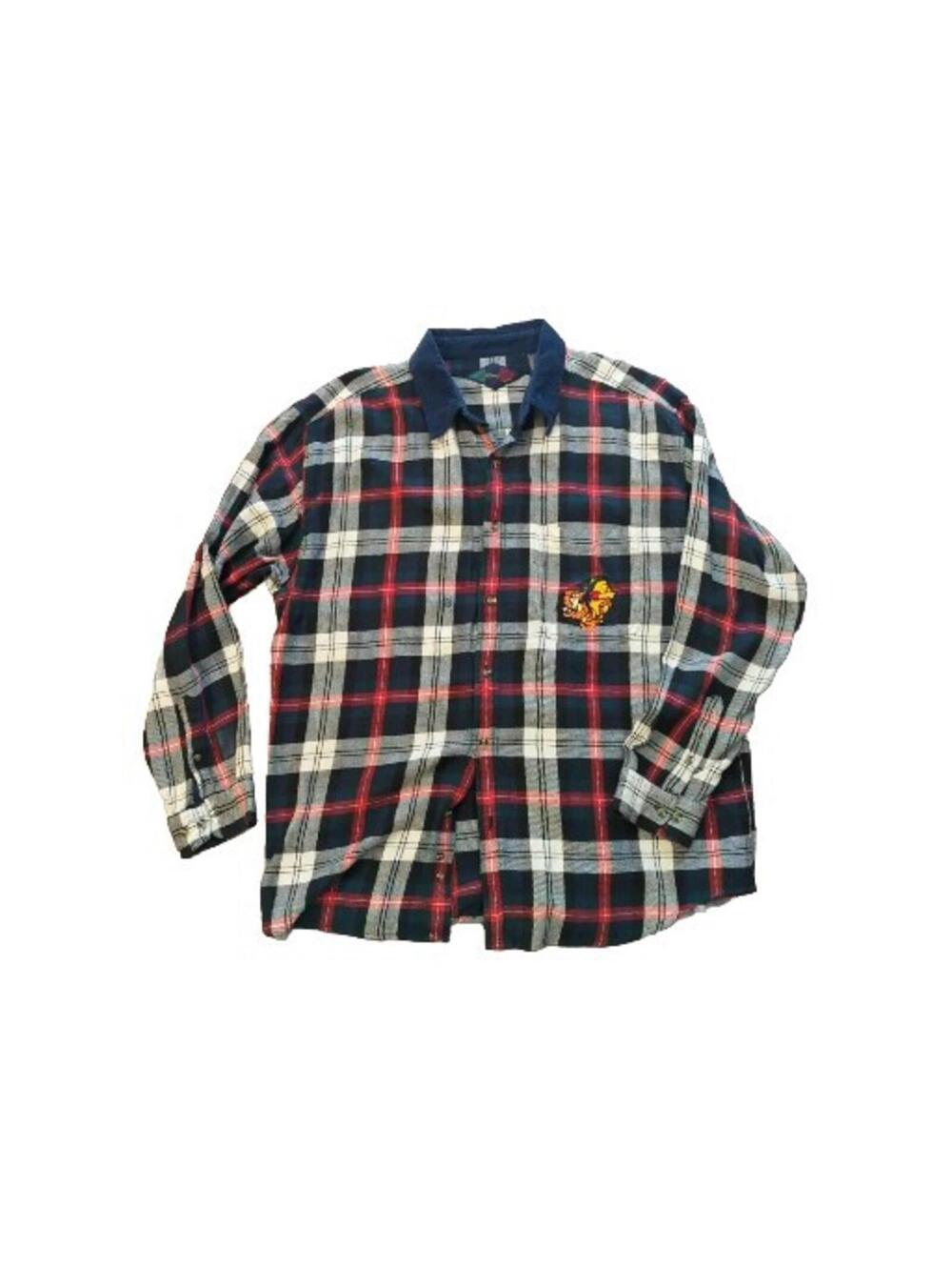 Vtg 90s Winnie The Pooh Shirt Plaid Corduroy Colar Flannel Mens 2XL Disney Store